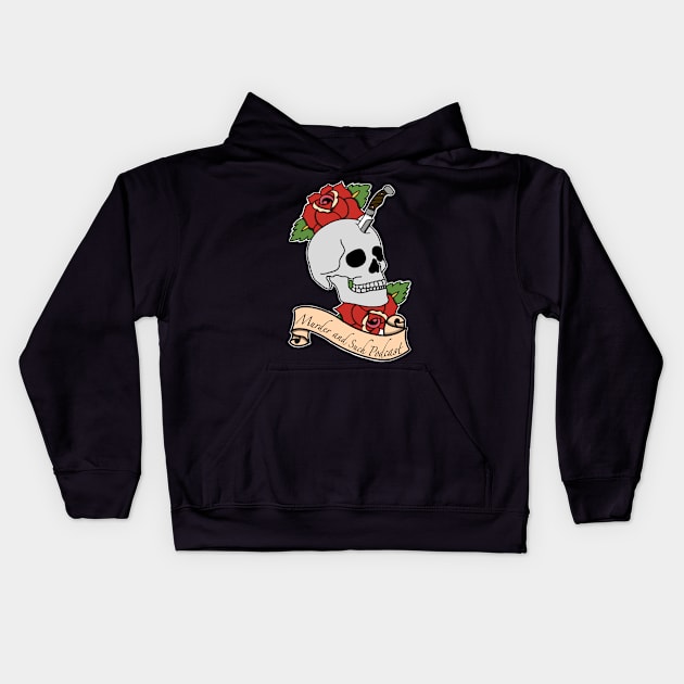 Memento Mori (DARK SHIRT - FRONT ONLY) Kids Hoodie by Murder and Such Podcast